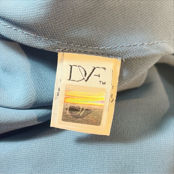 Diane Von Furstenberg Camila Two Blue & White Polka Dot Silk Chiffon Dress Sz 8 - Picture 6 of 9